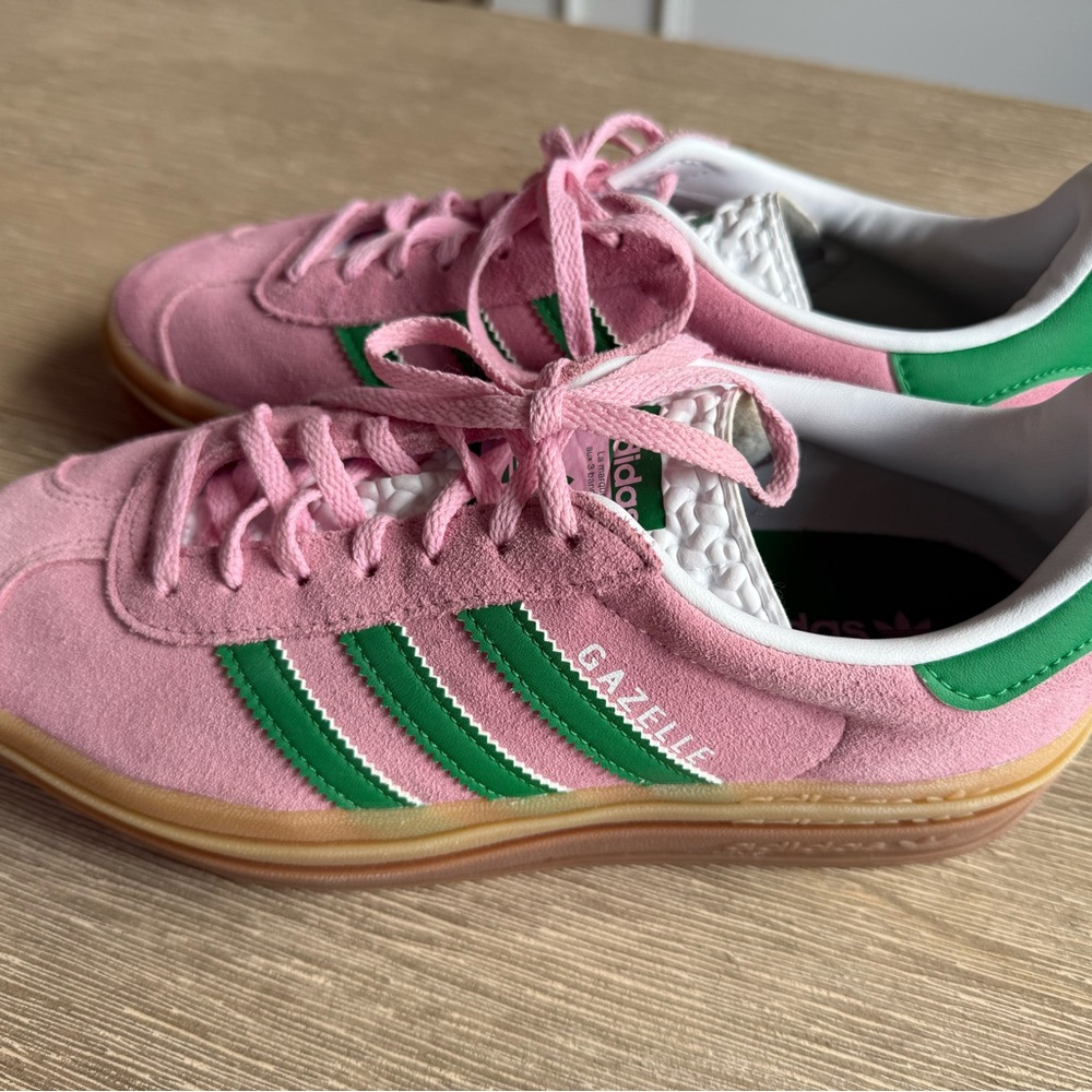 Adidas Gazelle Pink and Green Sneakers - NEW